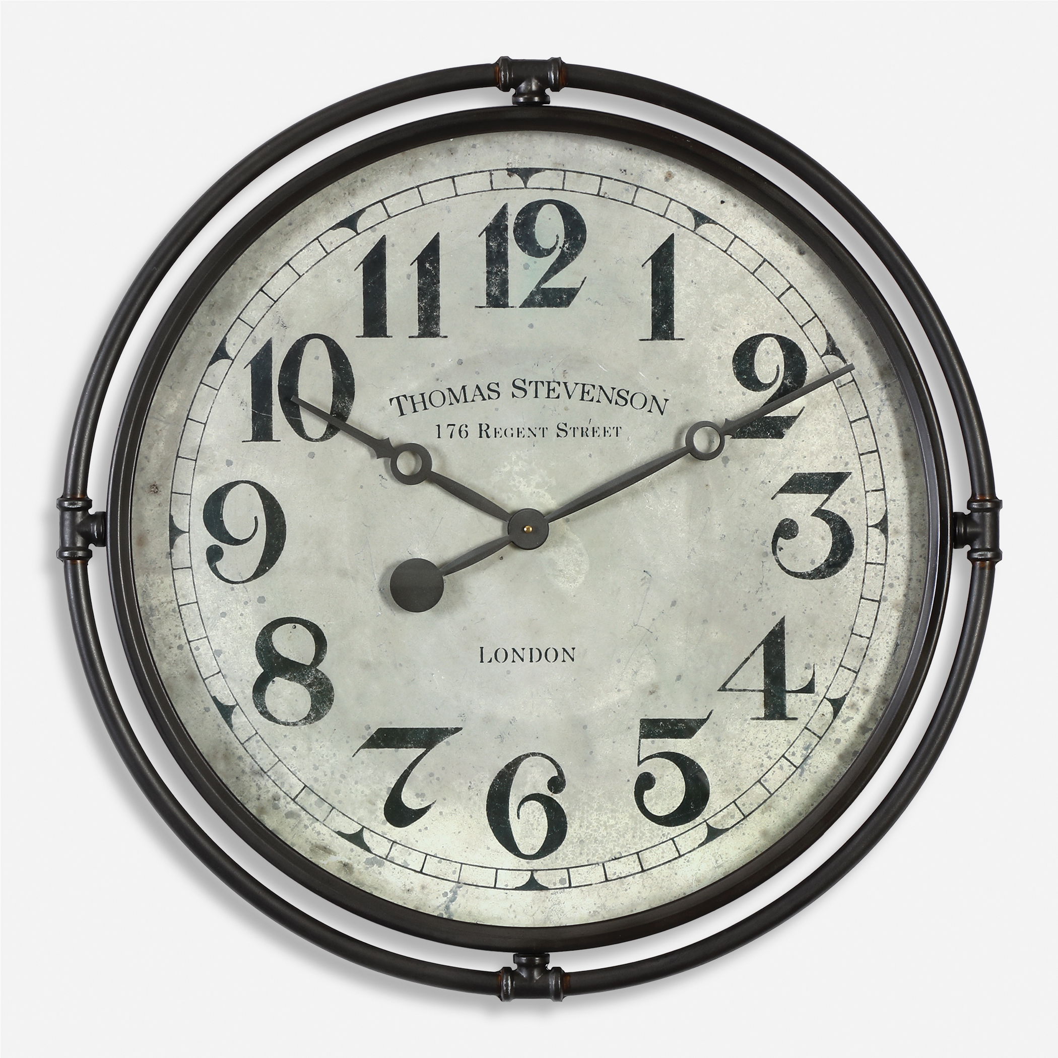Nakul Industrial Wall Clock, by Uttermost, 29.5" width x 29.5" height x 2.5" depth View 1