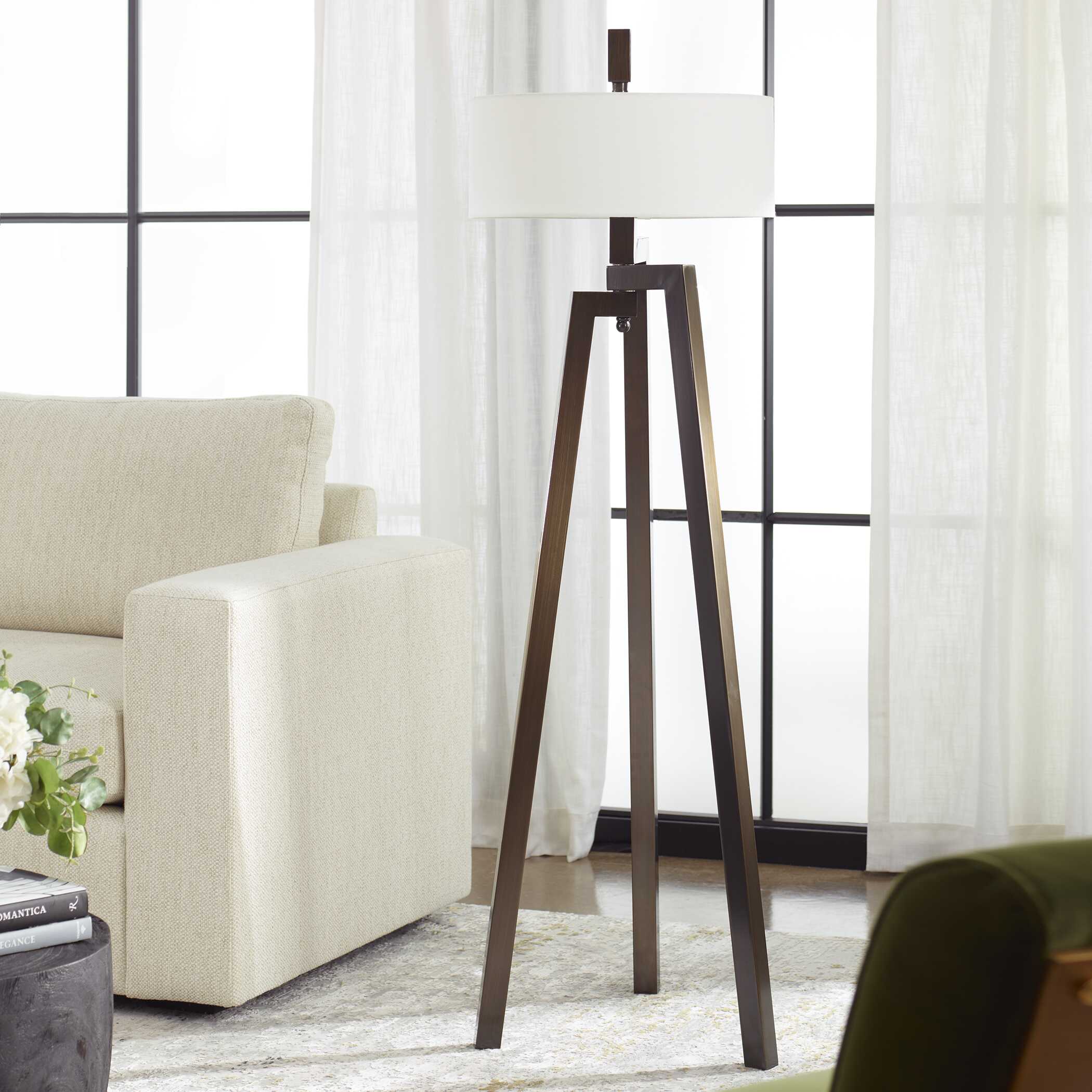 Mondovi Modern Floor Lamp, by Uttermost, 18" width x 60.5" height x 18" depth View 4