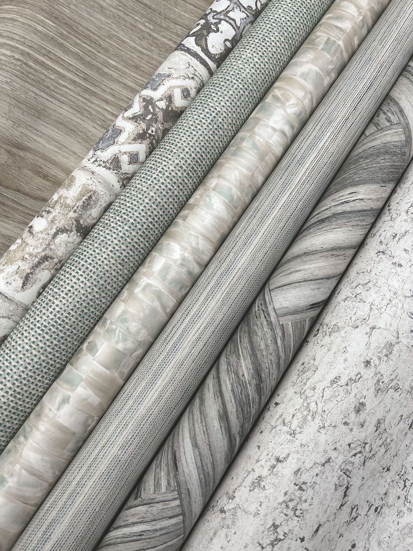 Ecaustic Tile Grey Peel & Stick Wallpaper large image 