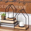 Leopold Set of Two Black Metal Wooden Base Table Candle Holders thumbnail 2