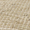 Aalia  Beige Leather and Jute Pouf, Ottoman by Mercana, 16" length x 16" width x 16" height thumbnail 8