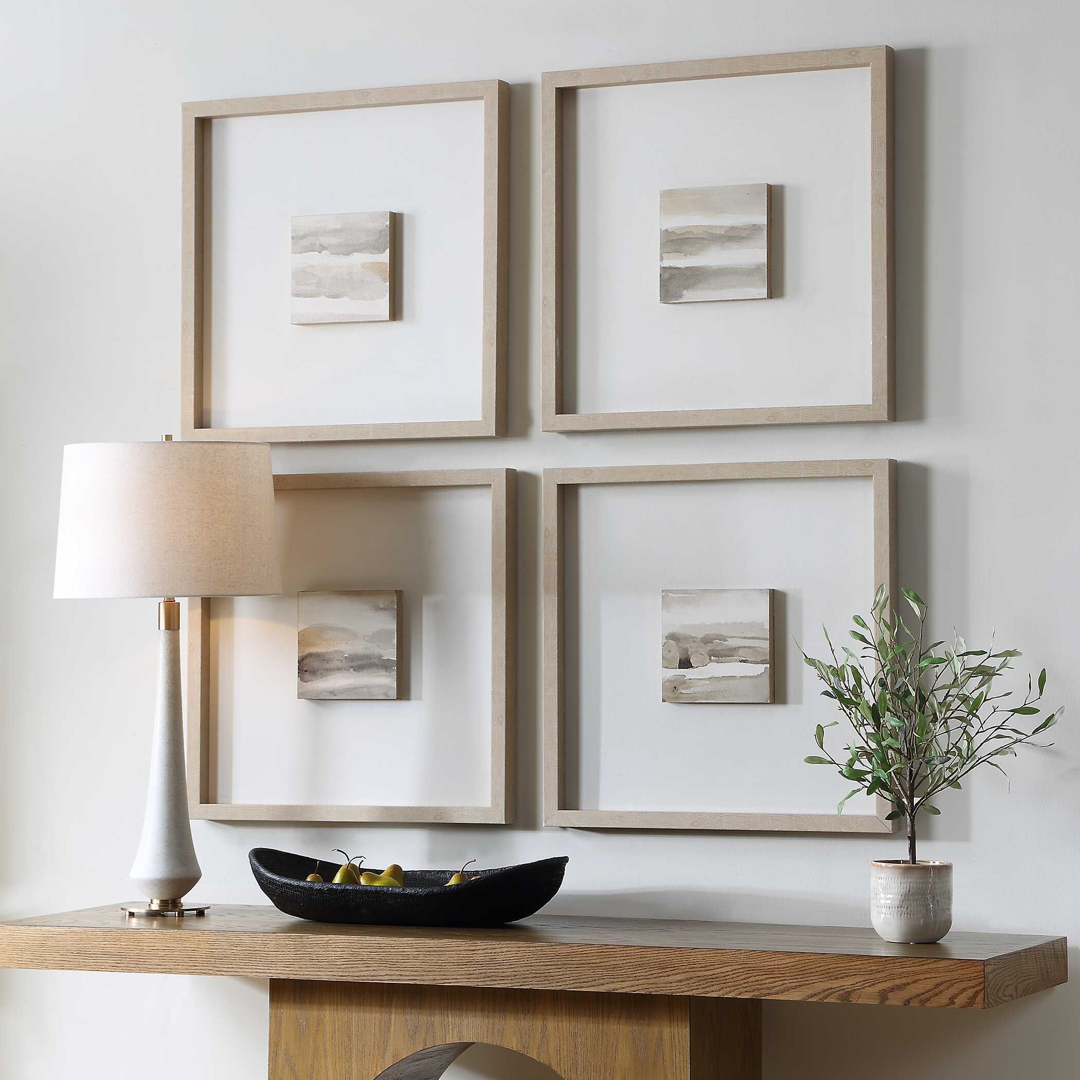 Studying Sepia Hand Painted Canvases Set/4, Painting by Uttermost, 25.6" width x 25.6" height x 2" depth View 3