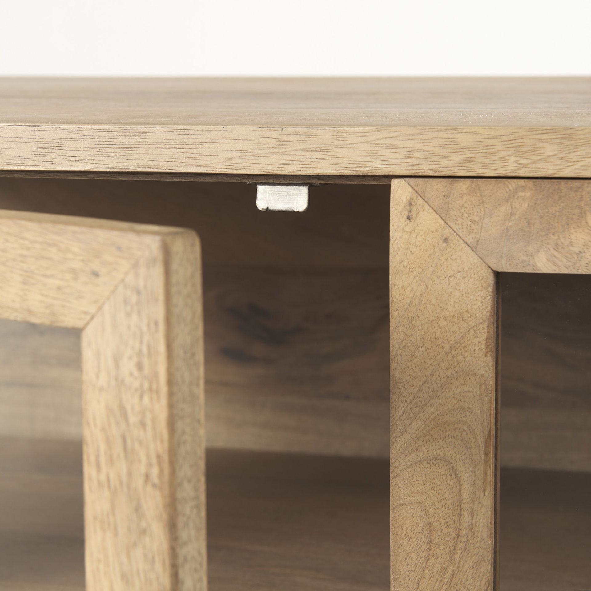 Arelius 70L x 18.75W x 32H Light Brown Wood, Black Metal Base with 4 Glass Cabinet Doors Sideboard large image 