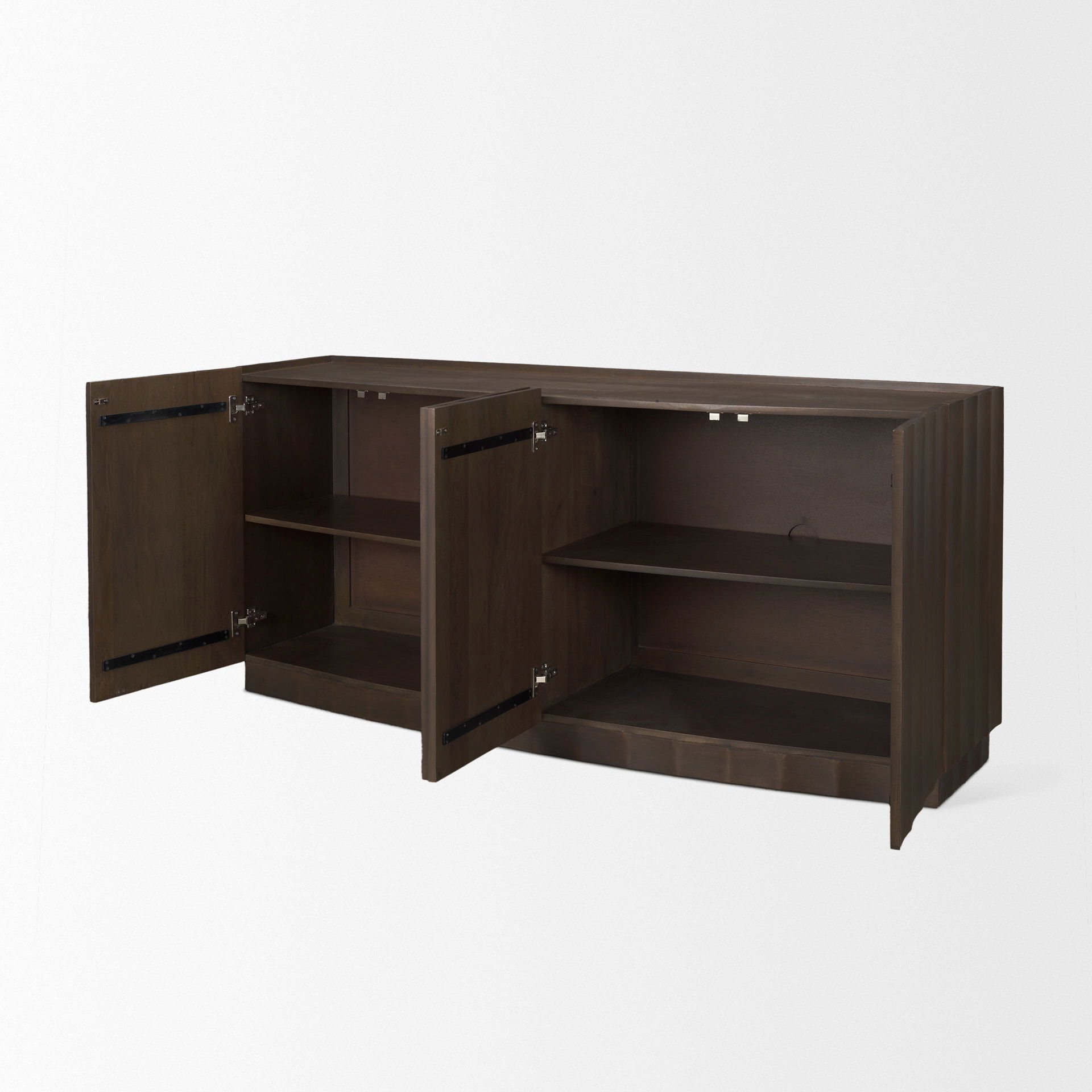 Swanson Dark Brown Wooden Scalloped Sideboard, Sideboards & Buffet by Mercana, 72" length x 19" width x 32" height View 8