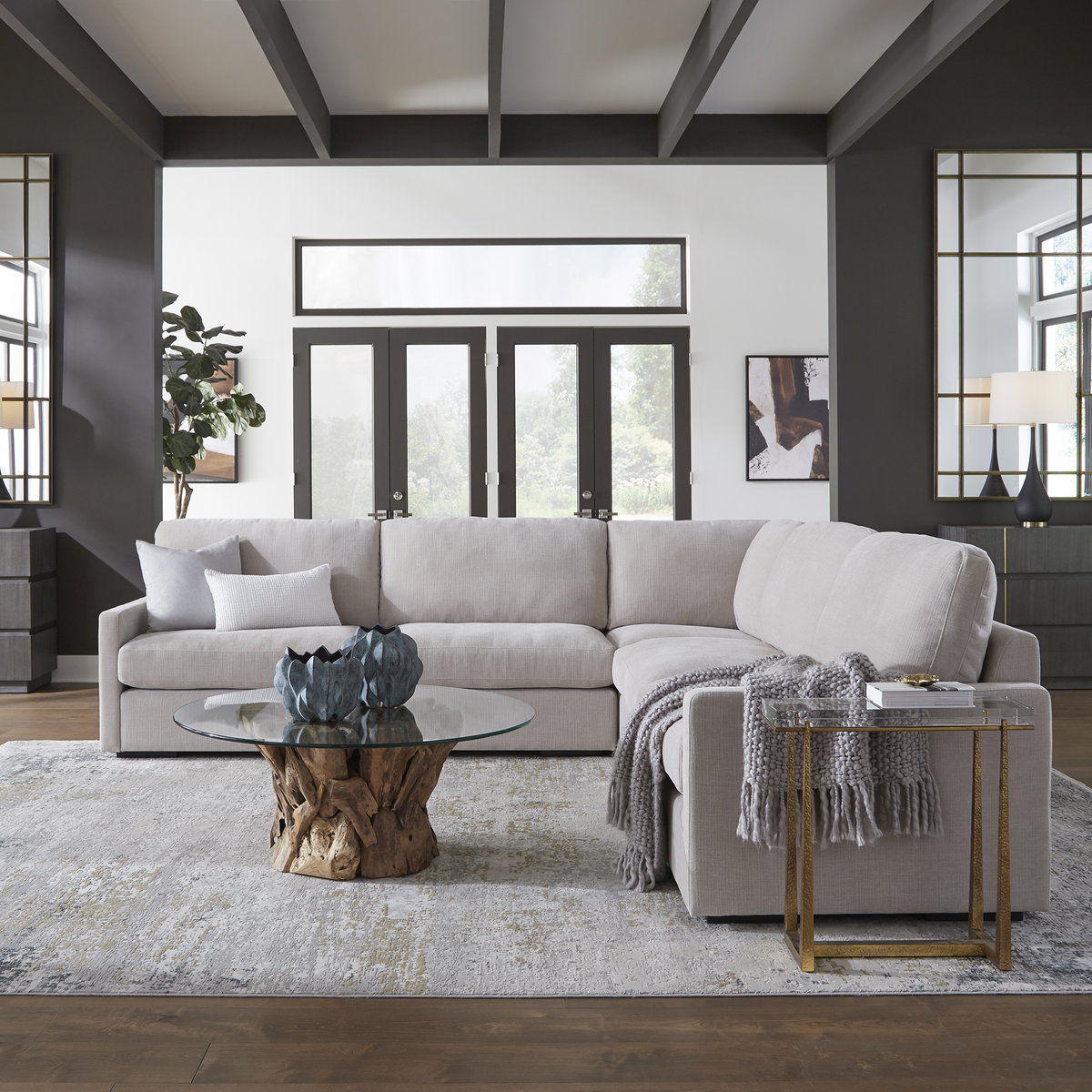 Refuge Sand Corner Sofa, Sofas & Sectional by Uttermost, 37.5" width x 30" height x 37.5" depth View 2