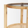 Weslyn Solid Light Brown Wood and Glass Top with Cane Side Table, Side & End Table by Mercana, 21.5" length x 21.5" width x 24" height thumbnail 7