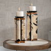 Illini Stone Candleholders Set/2, Decorative by Uttermost, 5.7" width x 15.5" height x 5.7" depth thumbnail 2