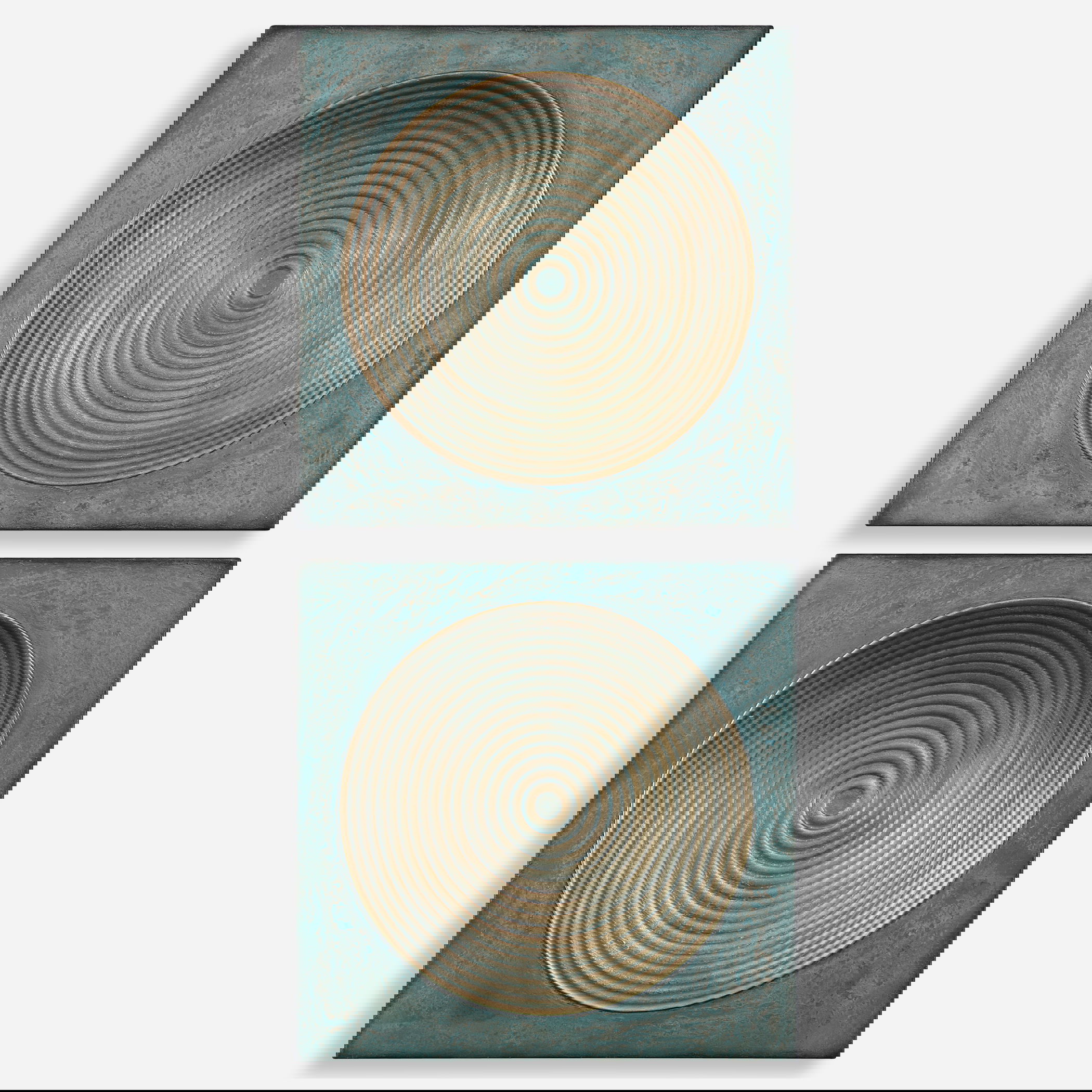 Sybil Antique Gold Squares Set/2, Sculptural Wall Art by Uttermost, 20" width x 20" height x 2.37" depth View 1