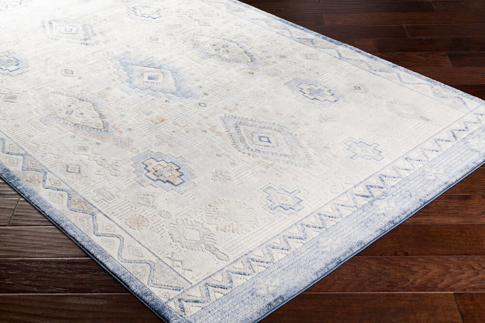 Indigo Machine Woven Rug, by Surya, 2'11.43" length x 1'10.83" width