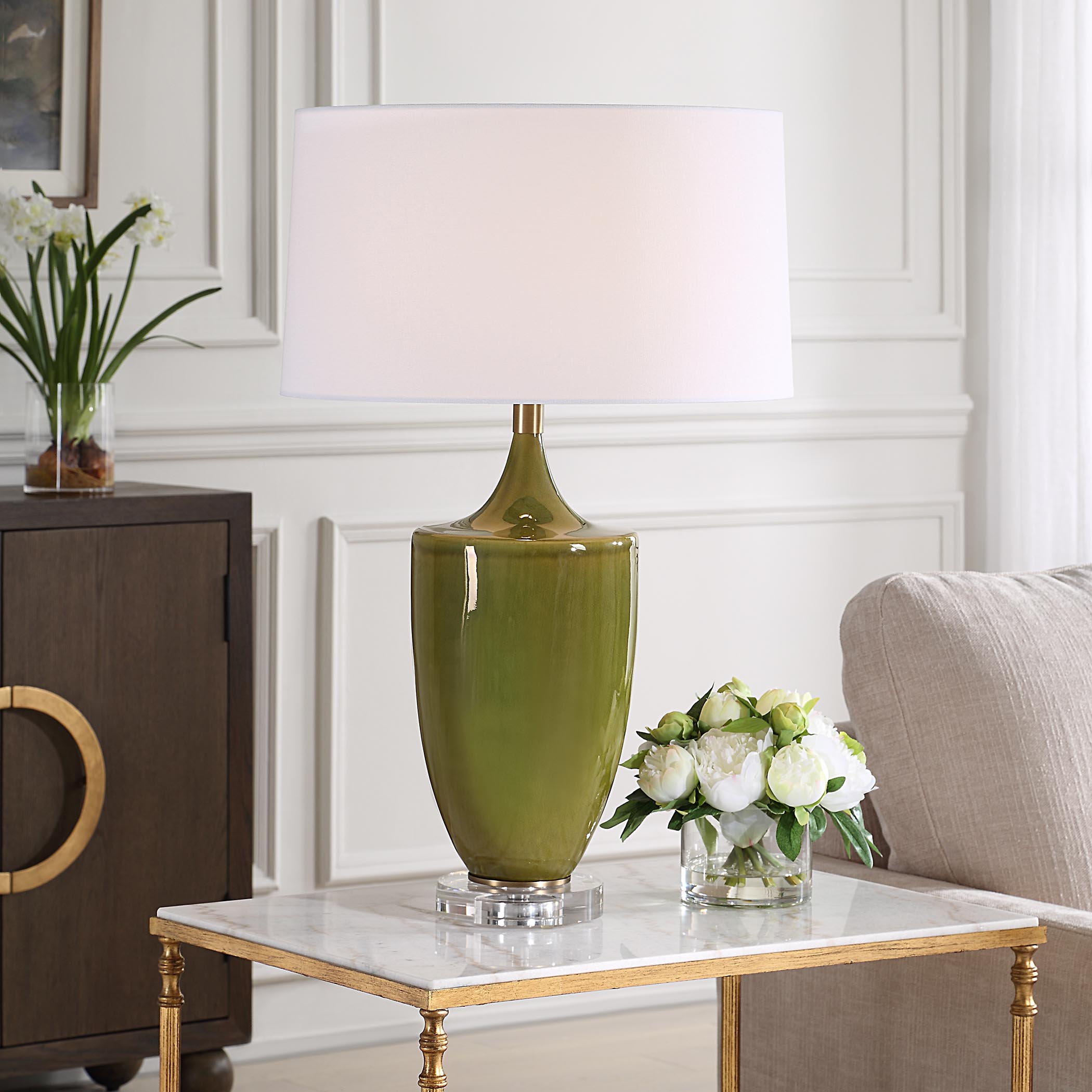Adela Moss Green Table Lamp large image 