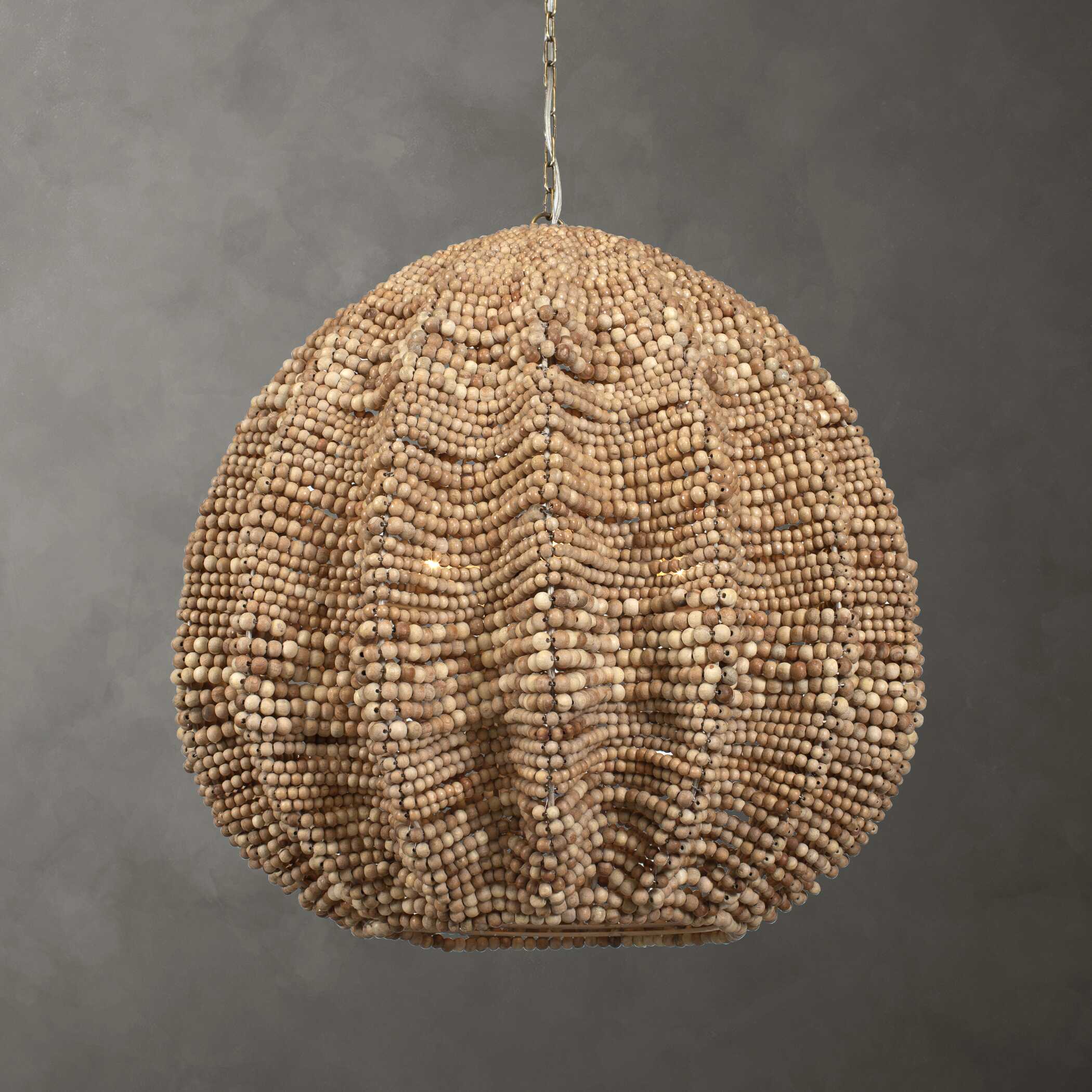 Kauri 5 Light Wooden Bead Pendant large image 