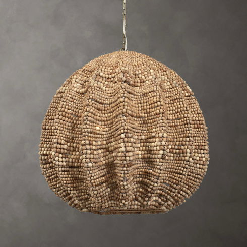 Kauri 5 Light Wooden Bead Pendant