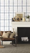 Farmhouse Plaid Navy & White Wallpaper thumbnail 2