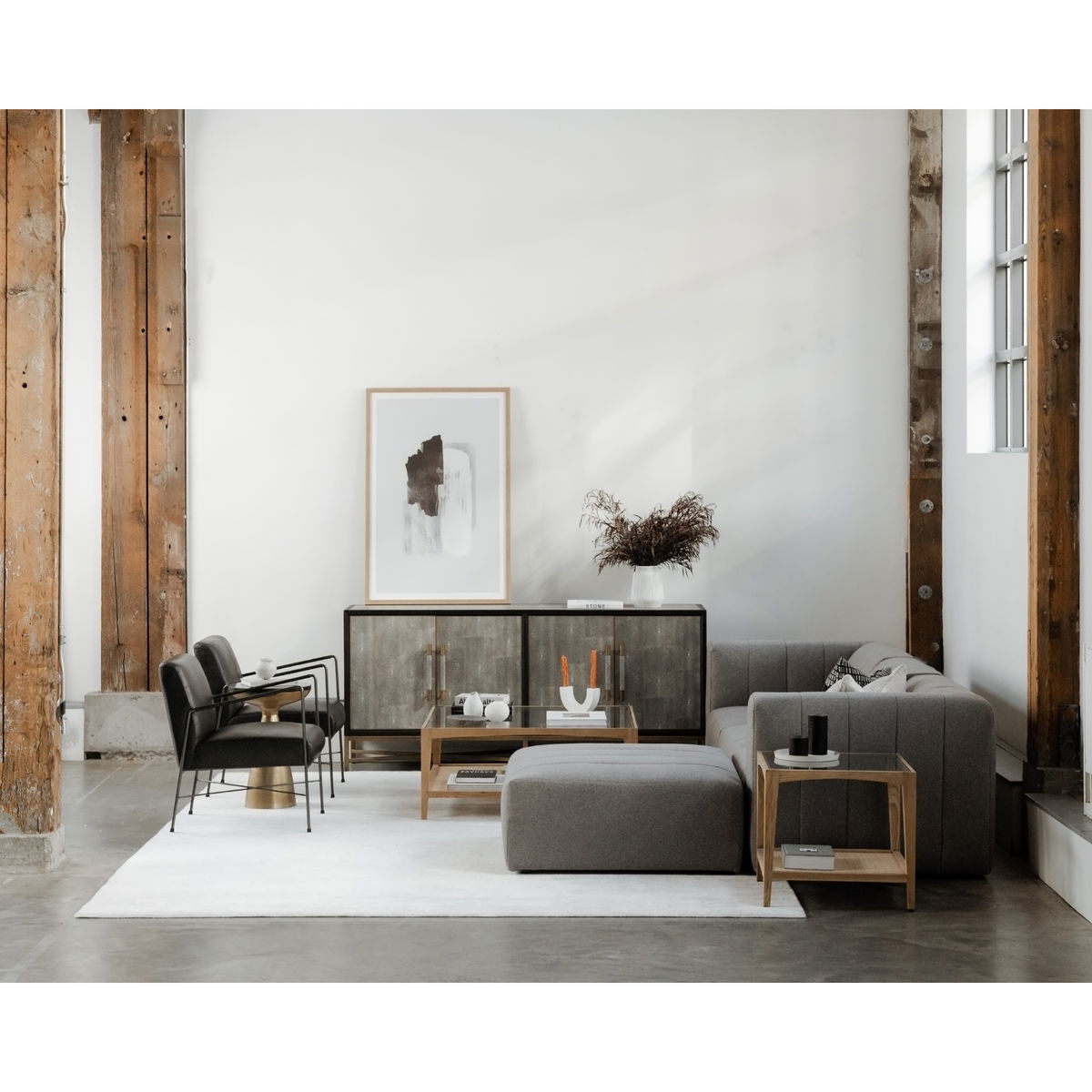 Mako Small Sideboard Grey, Cabinets & Sideboard by Moe's Home, 76" width x 34" height x 18" depth View 13