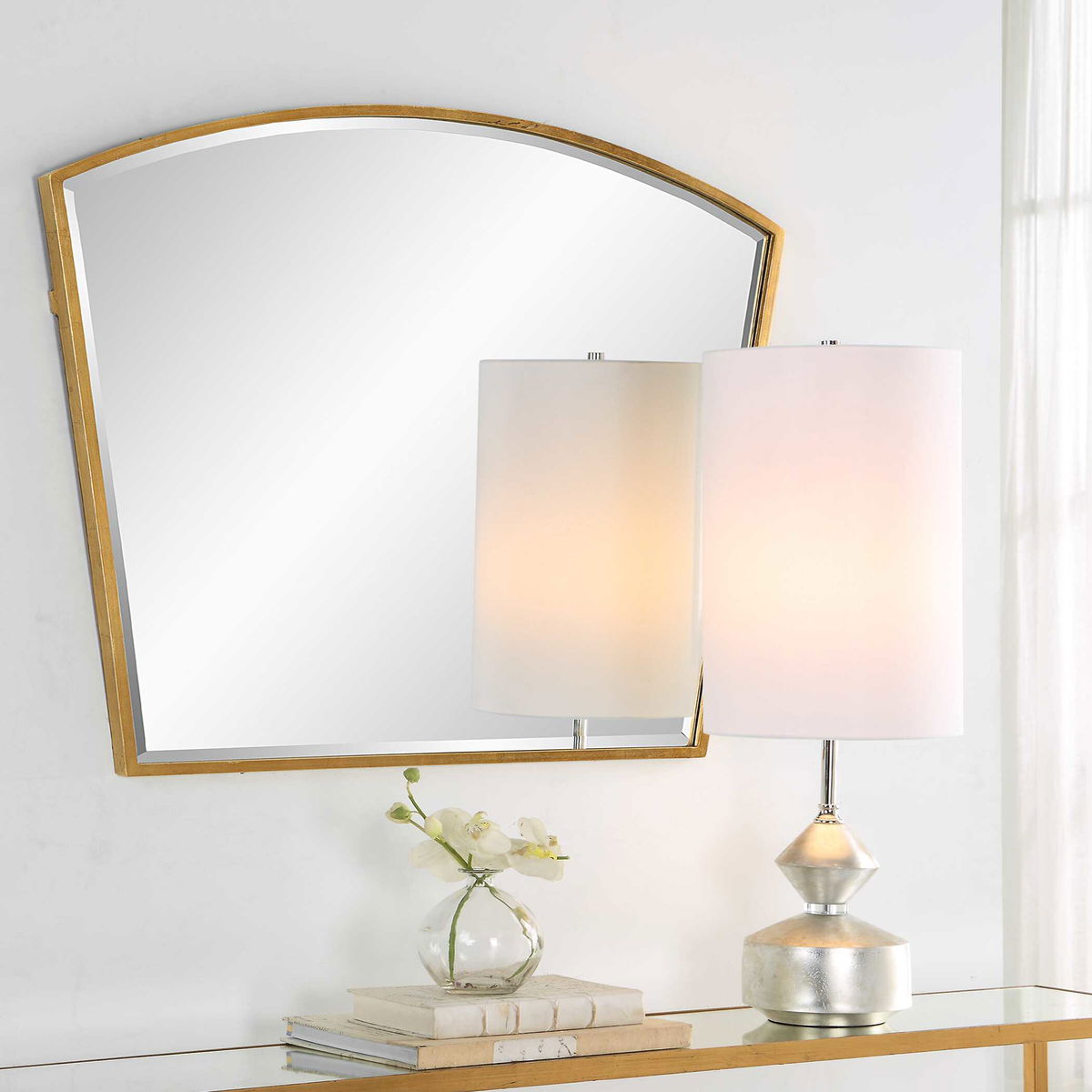 Boundary Gold Arch Mirror, by Uttermost, 36" width x 31.62" height x 1.12" depth View 4