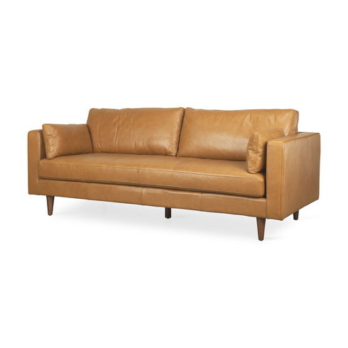 Elton   Tan Leather Sofa