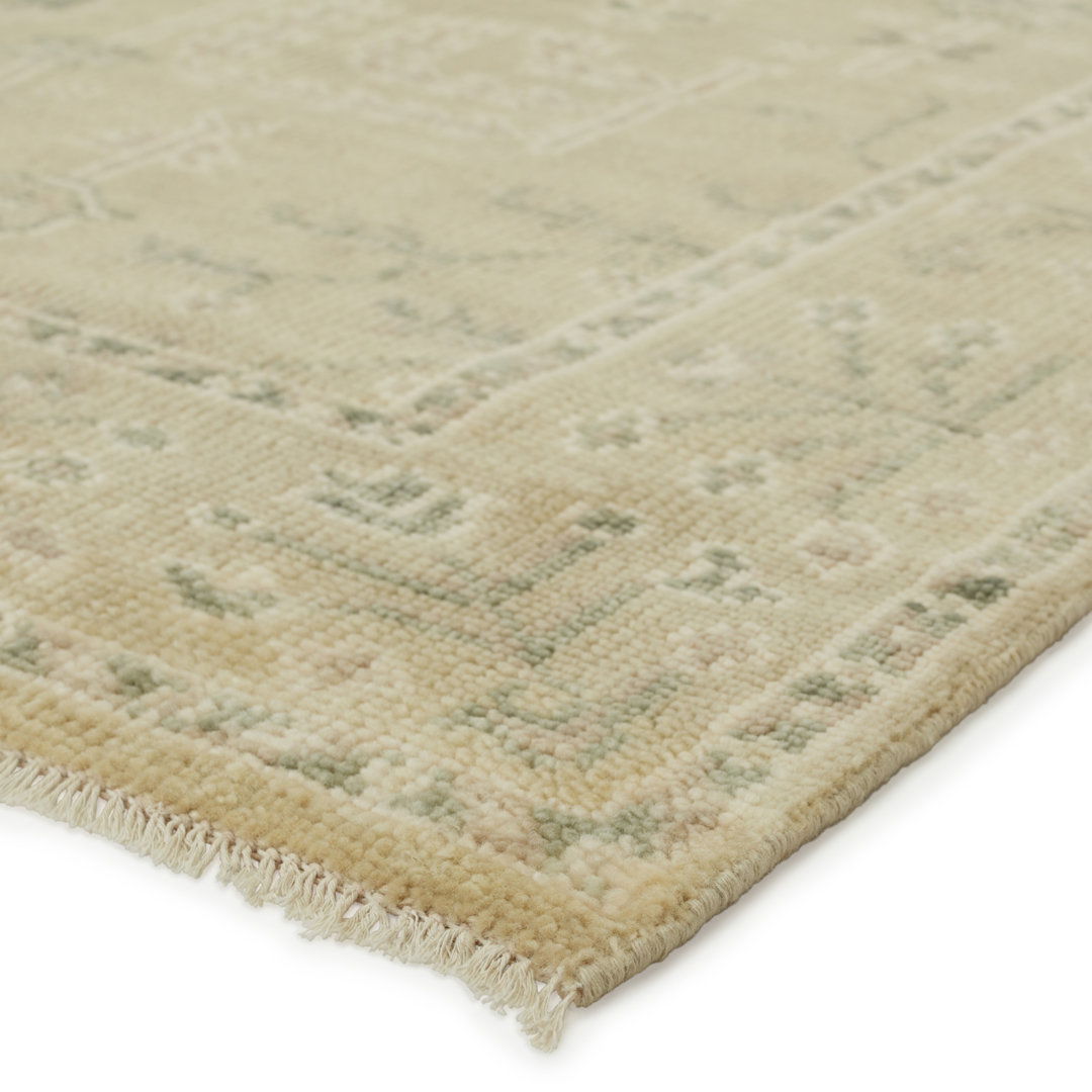 Ginerva Floral Hand Knotted Wool Cream Area Rug large image 