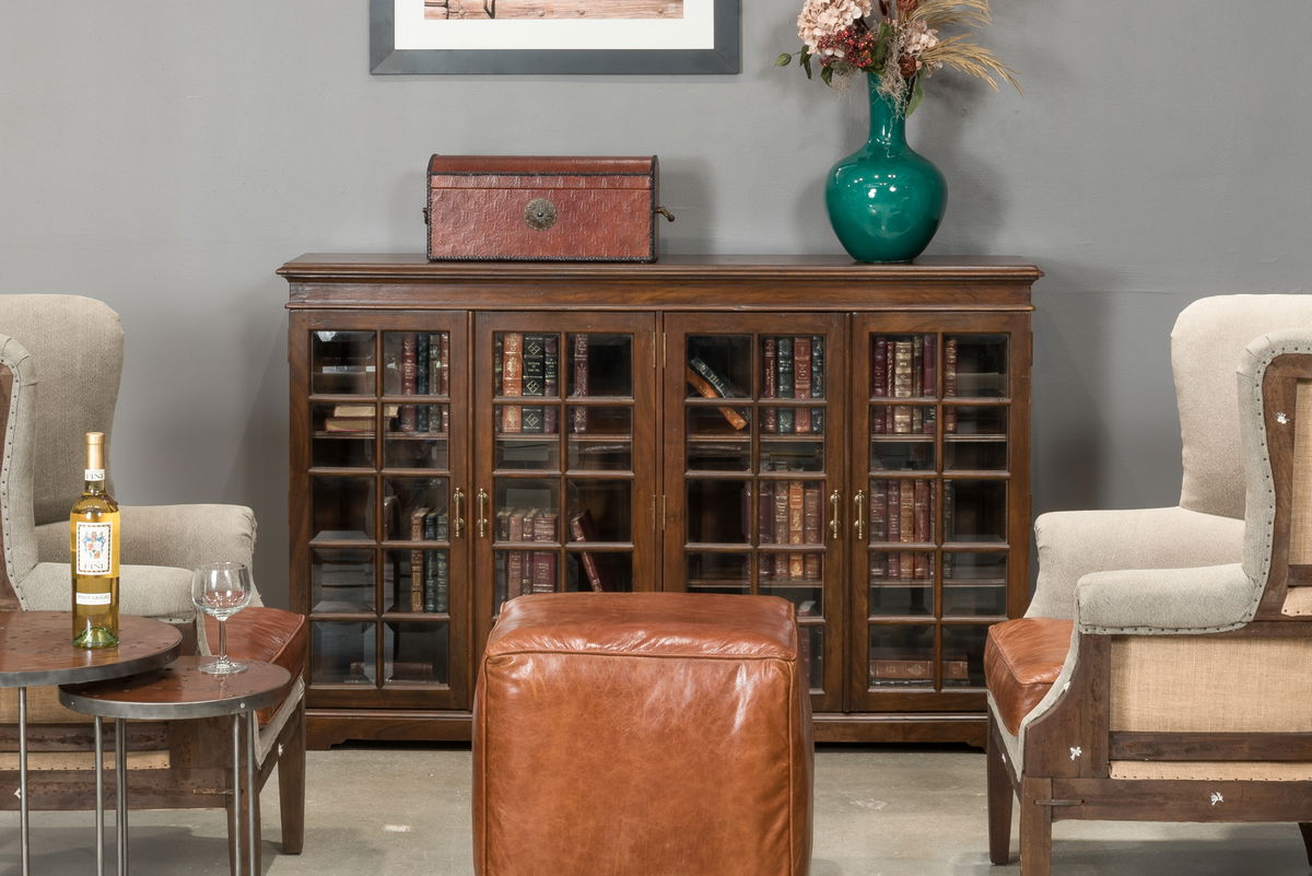 Carmel-By-The-Sea Bookcase  Cognac, by Sarreid, 1'1" length x 5'7" width x 3'7" height View 13