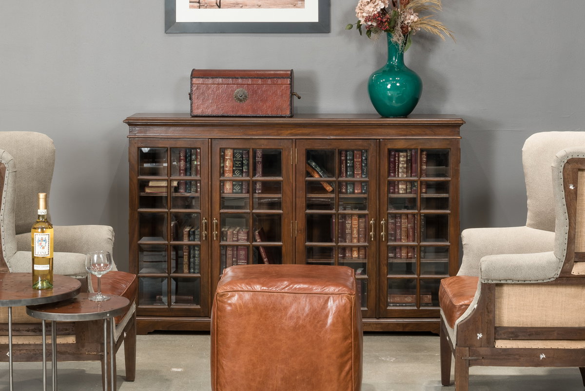 Carmel-By-The-Sea Bookcase  Cognac, by Sarreid, 1'1" length x 5'7" width x 3'7" height View 13