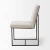 Stamford Beige Upholstered Seat with Wood Back, Black Metal Frame Dining Chair, by Mercana, 19" length x 25" width x 35.25" height thumbnail 5