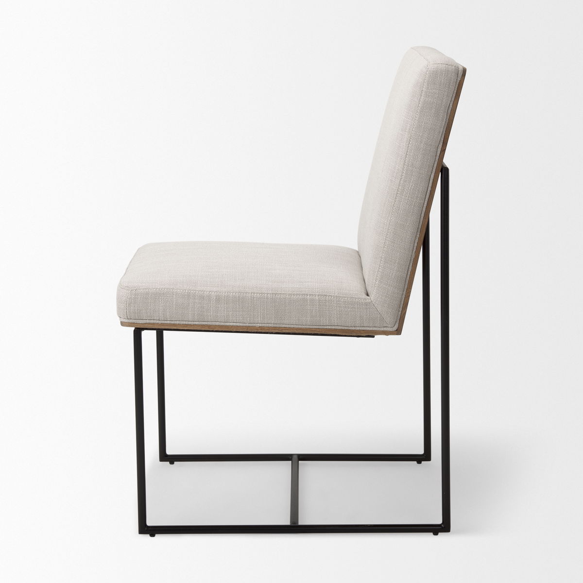 Stamford High-Back Dining Side Chair | Beige Linen with Black Metal, Dining Chair by Mercana, 19" length x 25" width x 35.25" height View 5