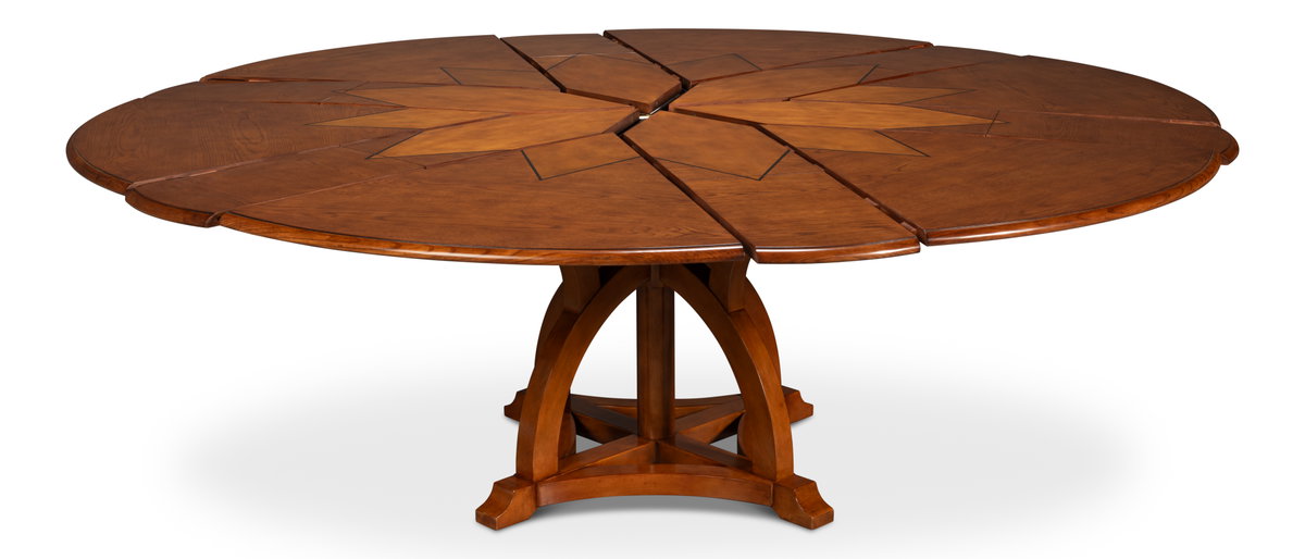 Austin Jupe Dining Table Medium Walnut, by Sarreid, 4'7" length x 4'7" width x 2'6" height View 10