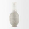 Torres Tall Textured Off White with Gold Metal Vase, by Mercana, 6.3" length x 6.3" width x 15.75" height thumbnail 4