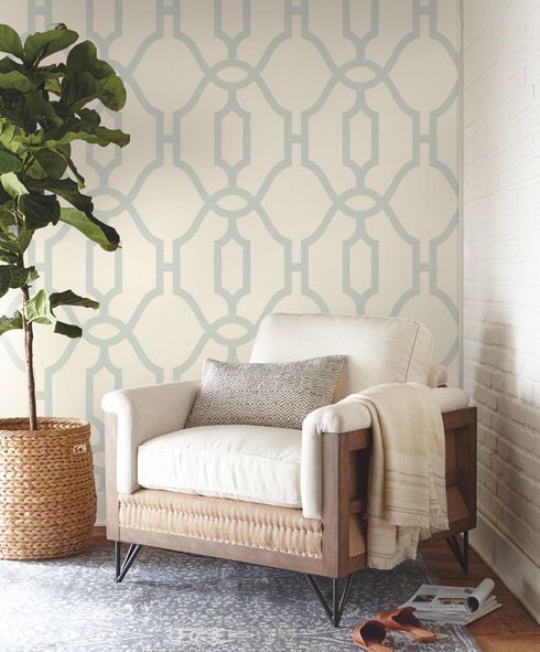 Woven Trellis Eggshell Wallpaper