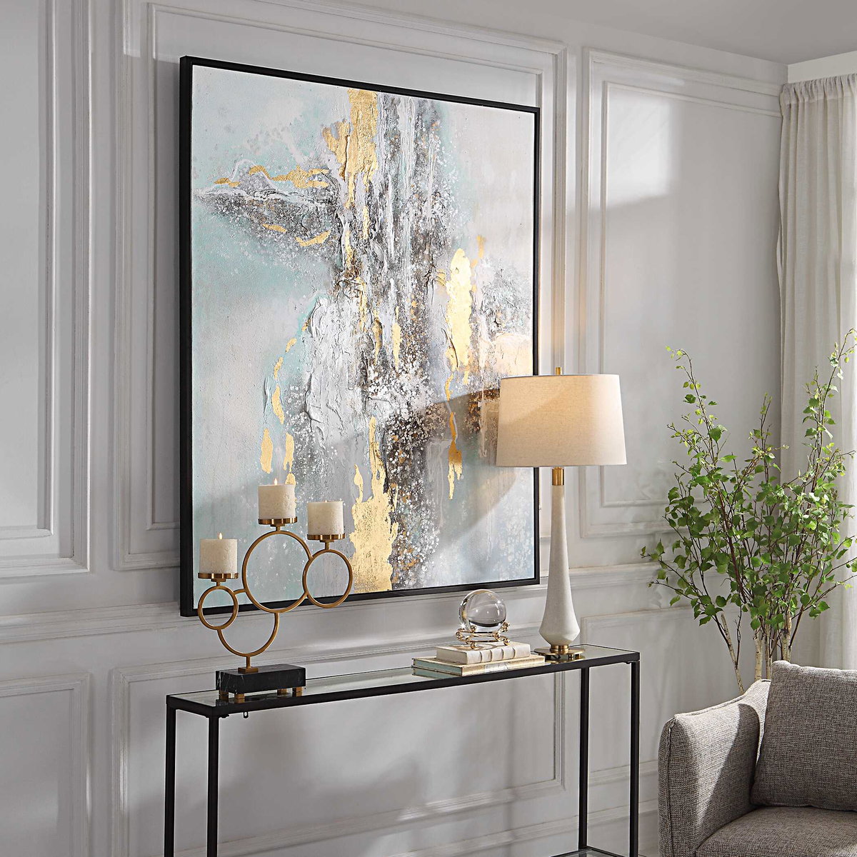 Mountain Mist Hand Painted Canvas, Art by Uttermost, 51.75" width x 61.75" height x 1.5" depth View 4