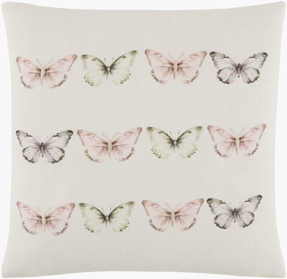 Painterly Butterfly Accent Pillow Poly, Decorative Pillow by Surya, 22" length x 22" width