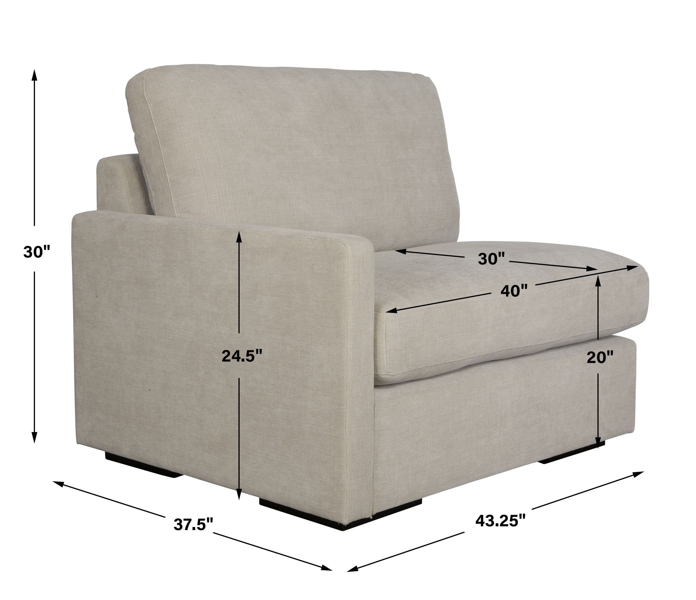 Refuge Sand Left Arm Facing Sofa, Furniture by Uttermost, 43.25" width x 30" height x 37.5" depth View 3