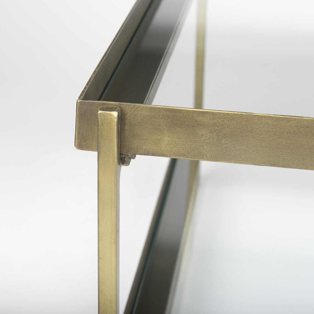 Trey  Gold Metal with Glass Coffee table, by Mercana, 56" length x 32" width x 17" height View 7