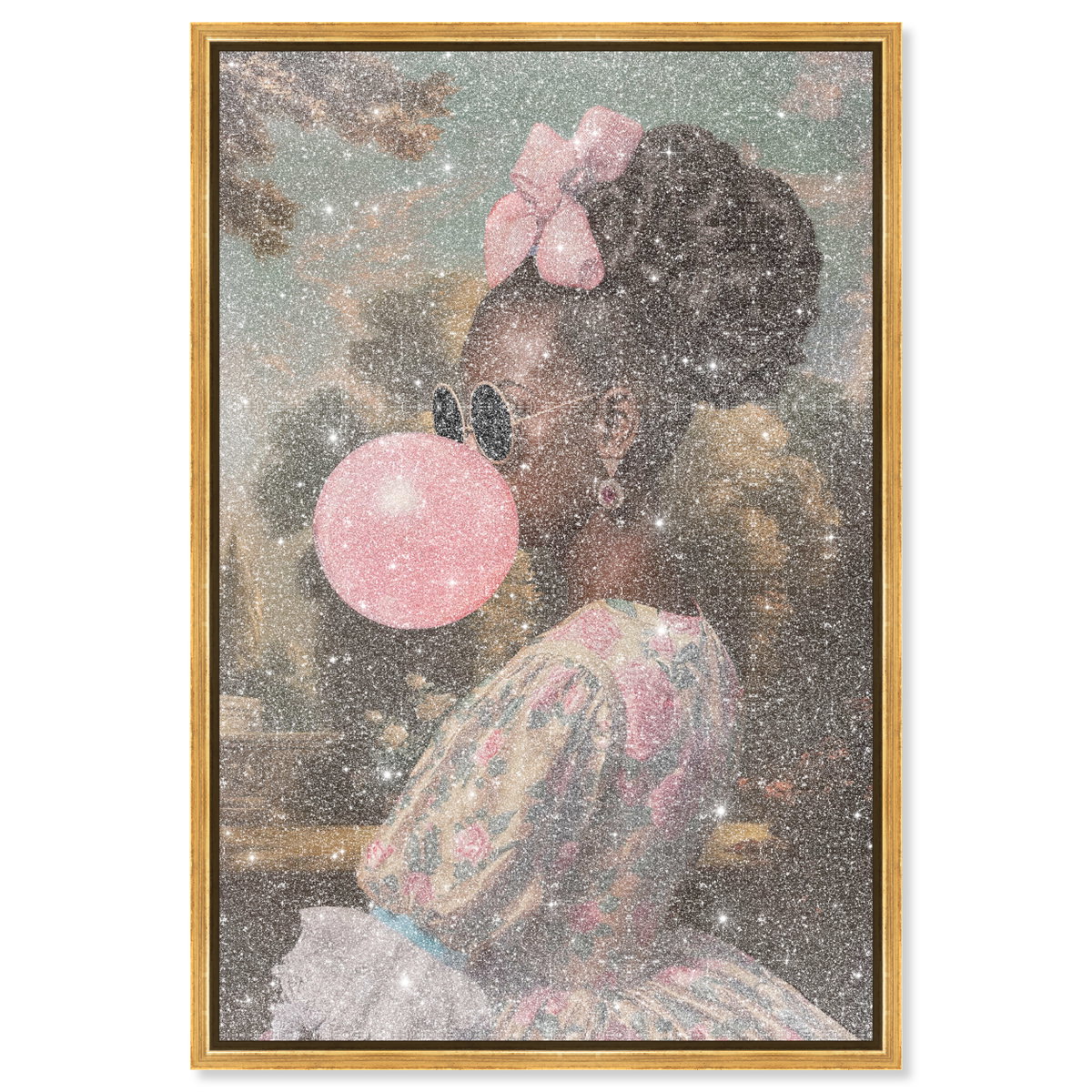 Roses and Rebellion - With Diamond Dust and Glitter (Black Glitter, Diamond Dust), Art by Oliver Gal,  30x45 View 1