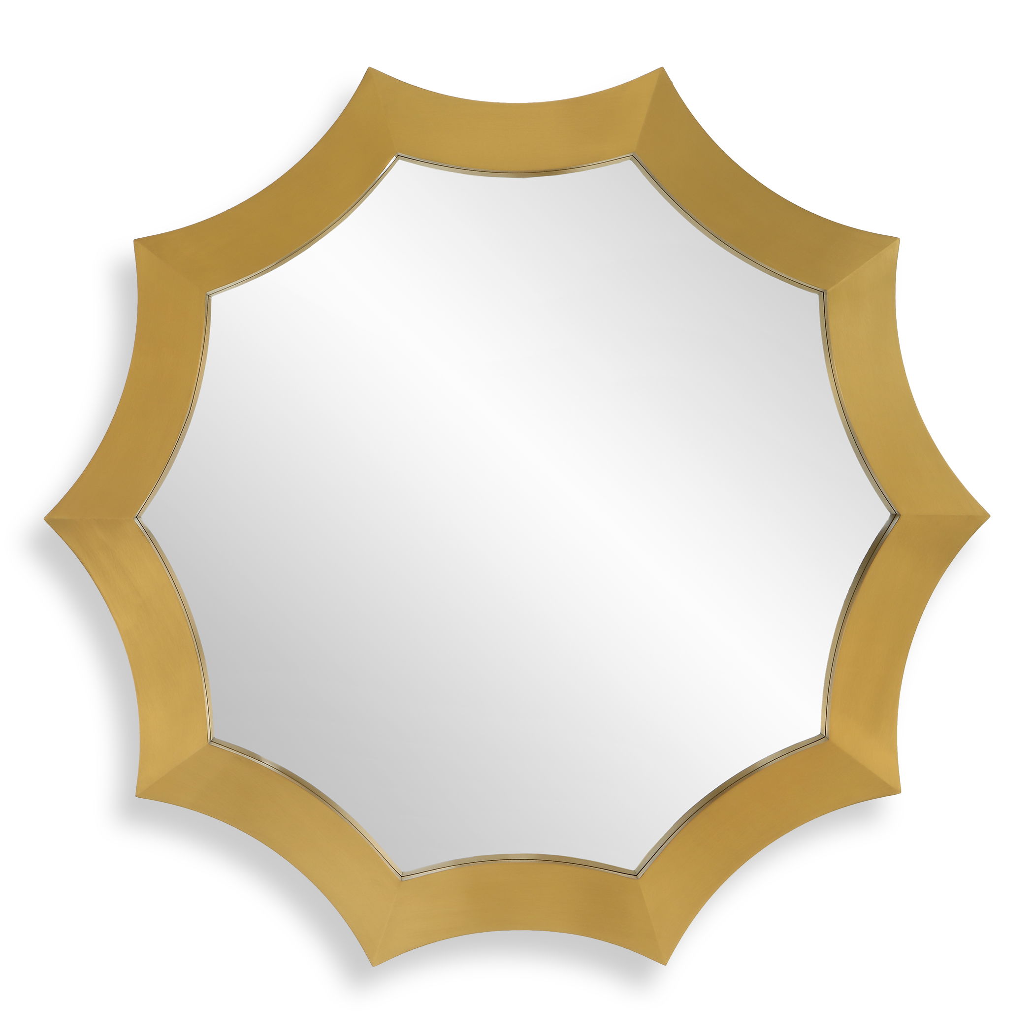 Flare Brushed Brass Round Mirror large image 