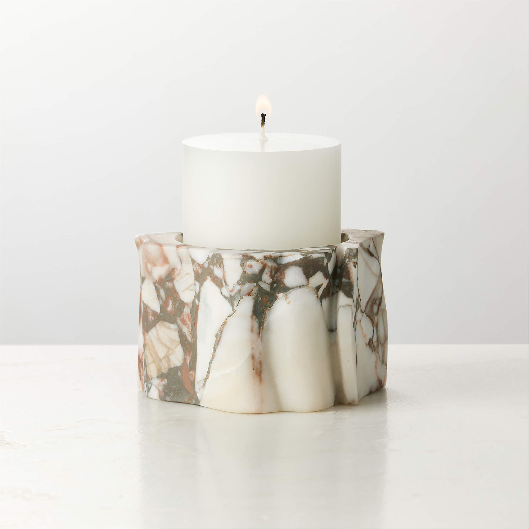 Online Designer Bedroom Otalora Cocoa Marble Pillar Candle Holder Small