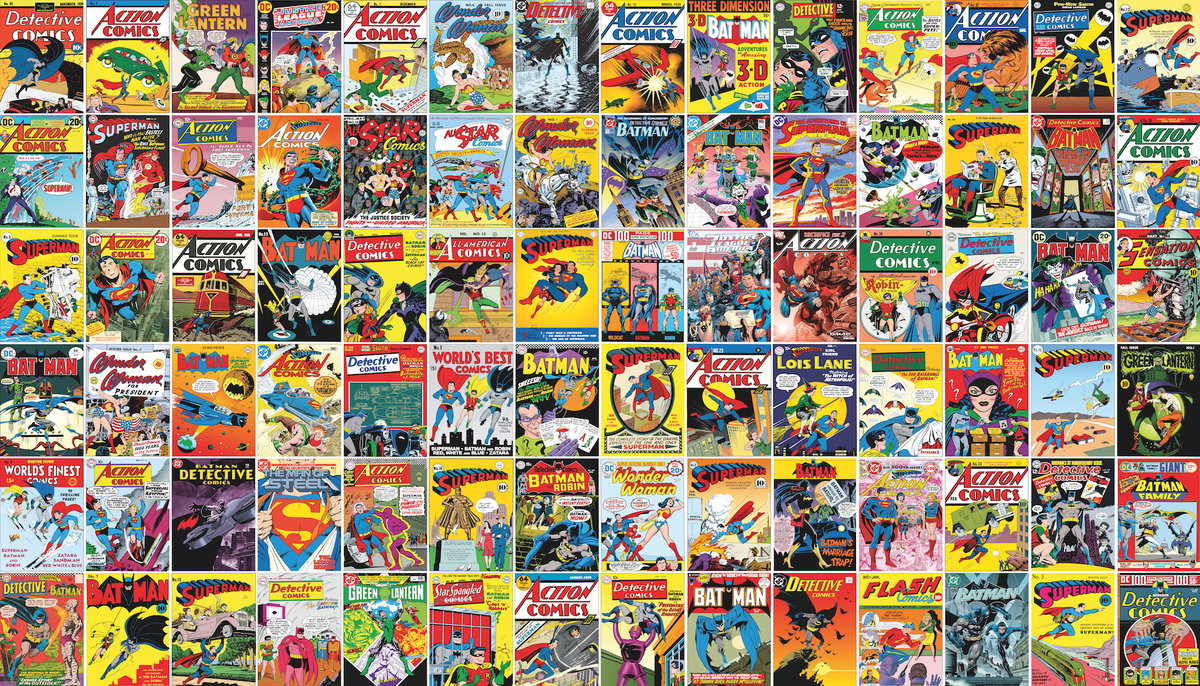 Classic DC Comics Covers Peel & Stick Wall Mural, Wallpaper by York Wall, 6' length x 1'6" width x 0.02" depth