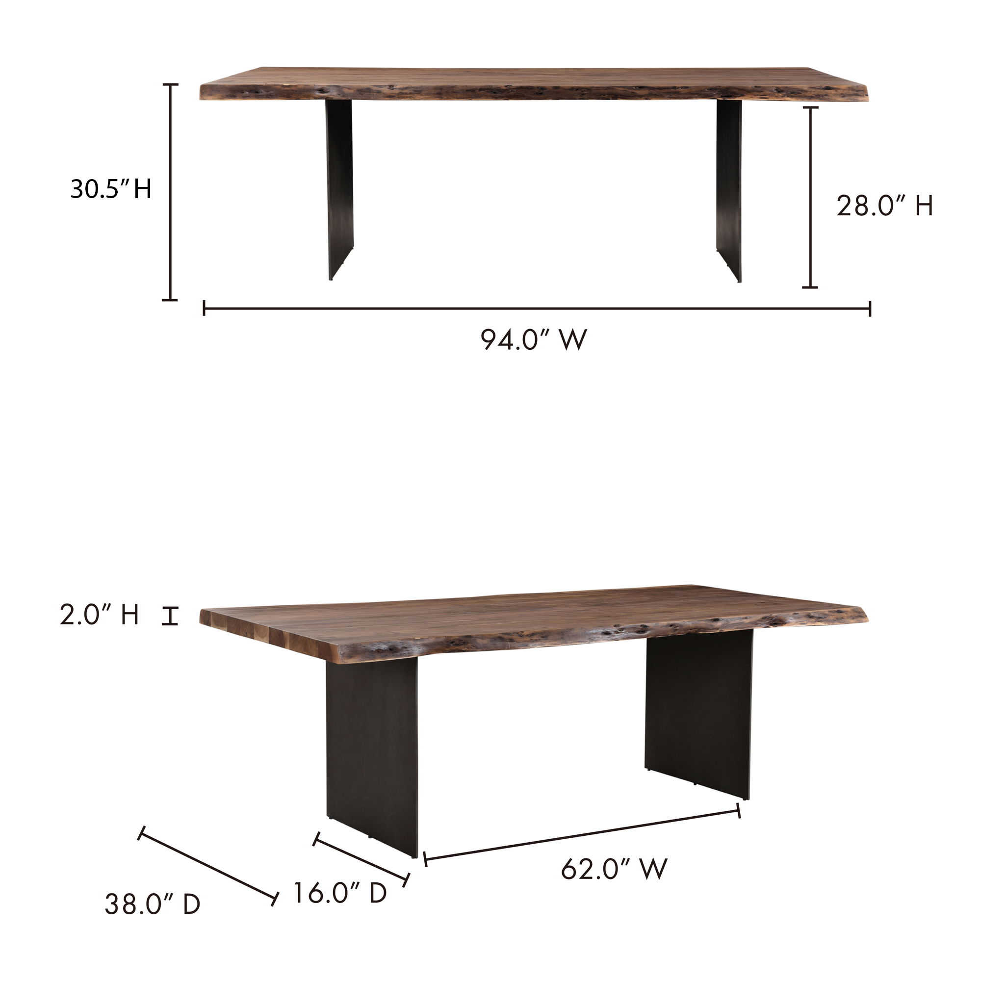 Howell Dining Table, by Moe's Home, 94" width x 30.5" height x 38" depth View 6