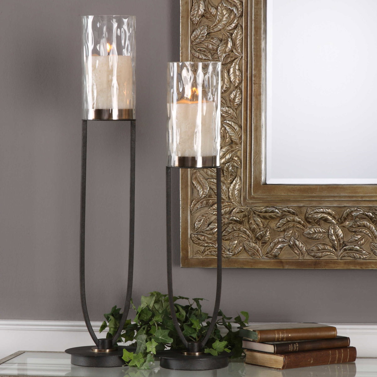 Durga Iron Work Candleholders Set/2, Decorative by Uttermost, 7.25" width x 30.5" height x 7.25" depth View 2