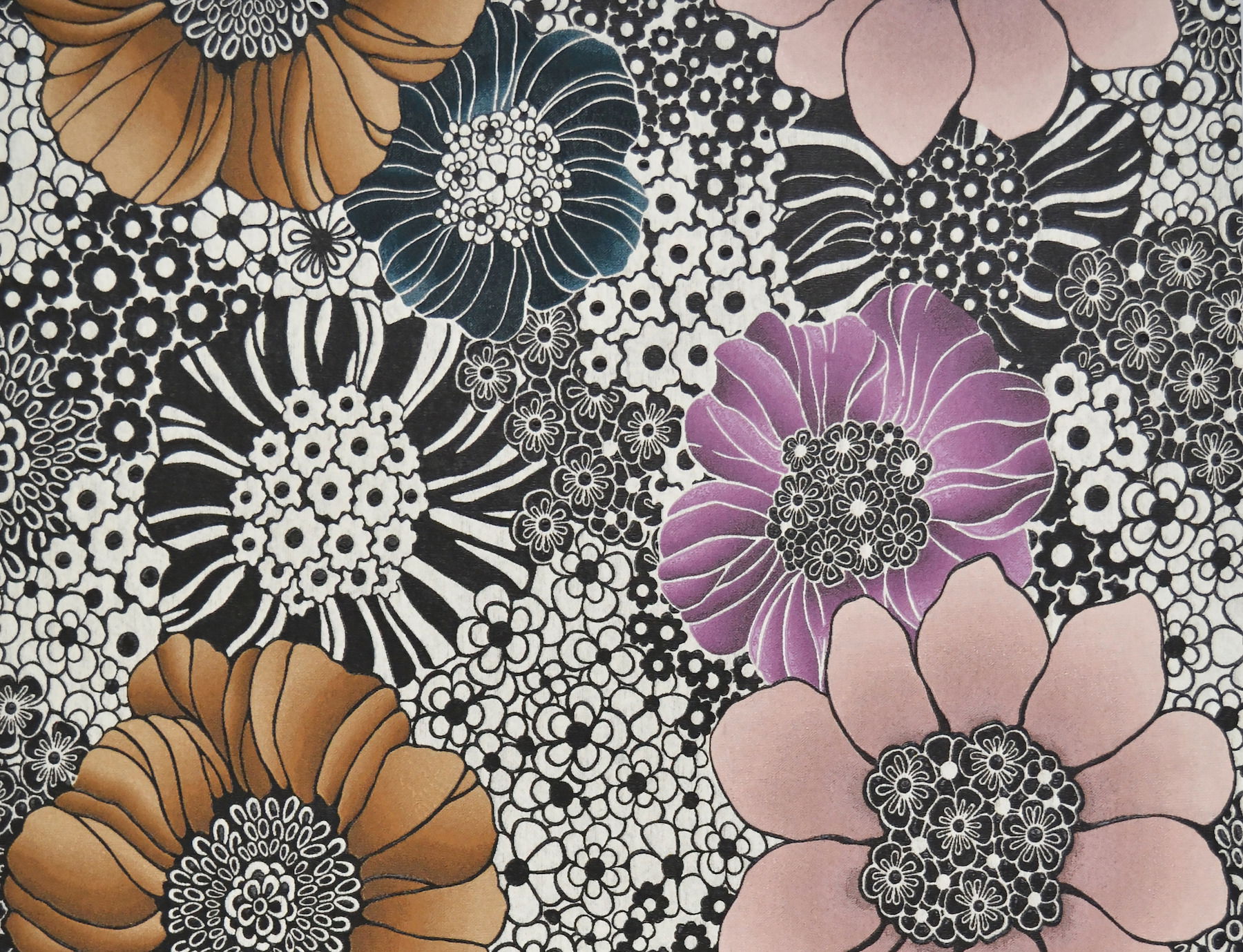Anemones Black Wallpaper, by York Wall, 33' length x 1'8.5" width x 0.02" depth View 1