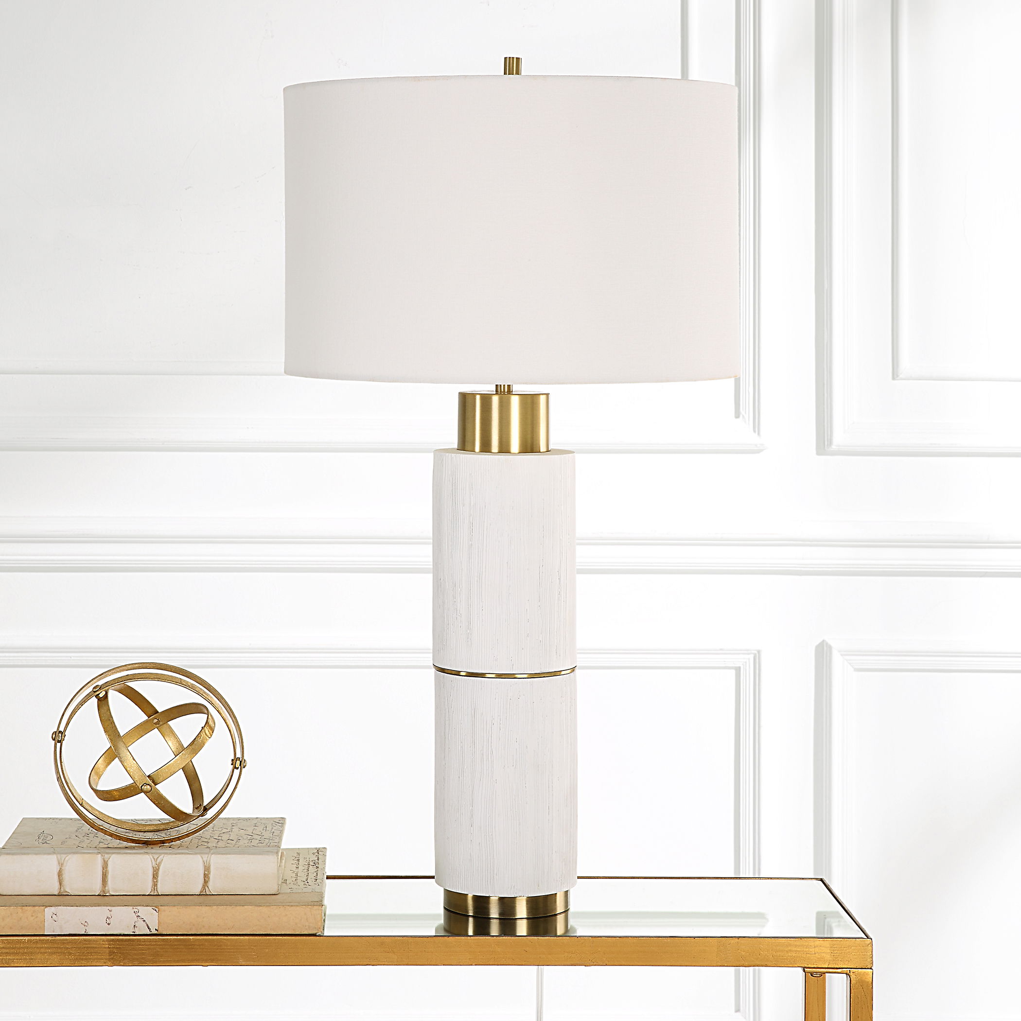 Ruse Whitewashed Table Lamp large image 