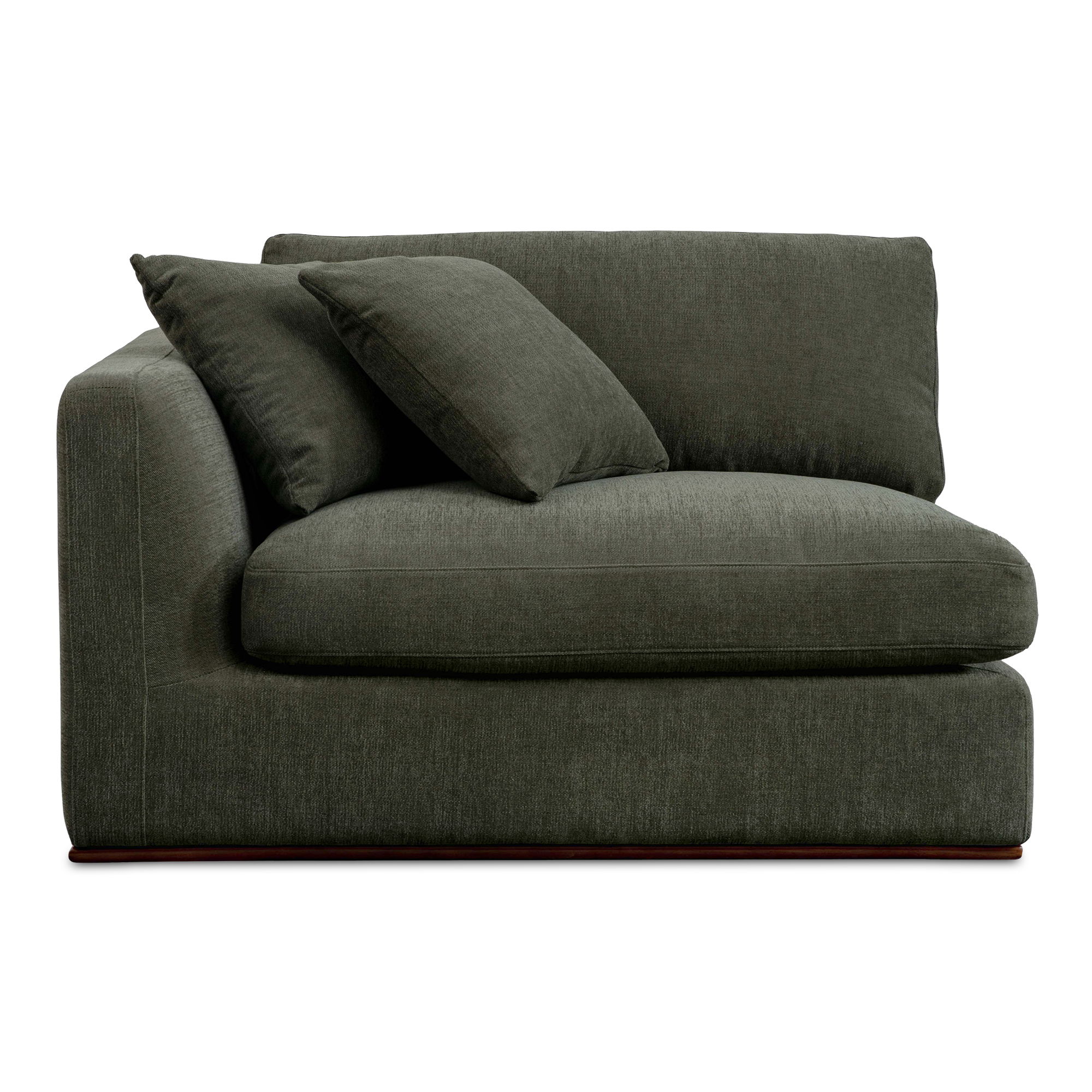 Rue Left Arm Facing Chair Deep Green, Sectional Sofa by Moe's Home, 47.6" width x 23.6" height x 41" depth View 1