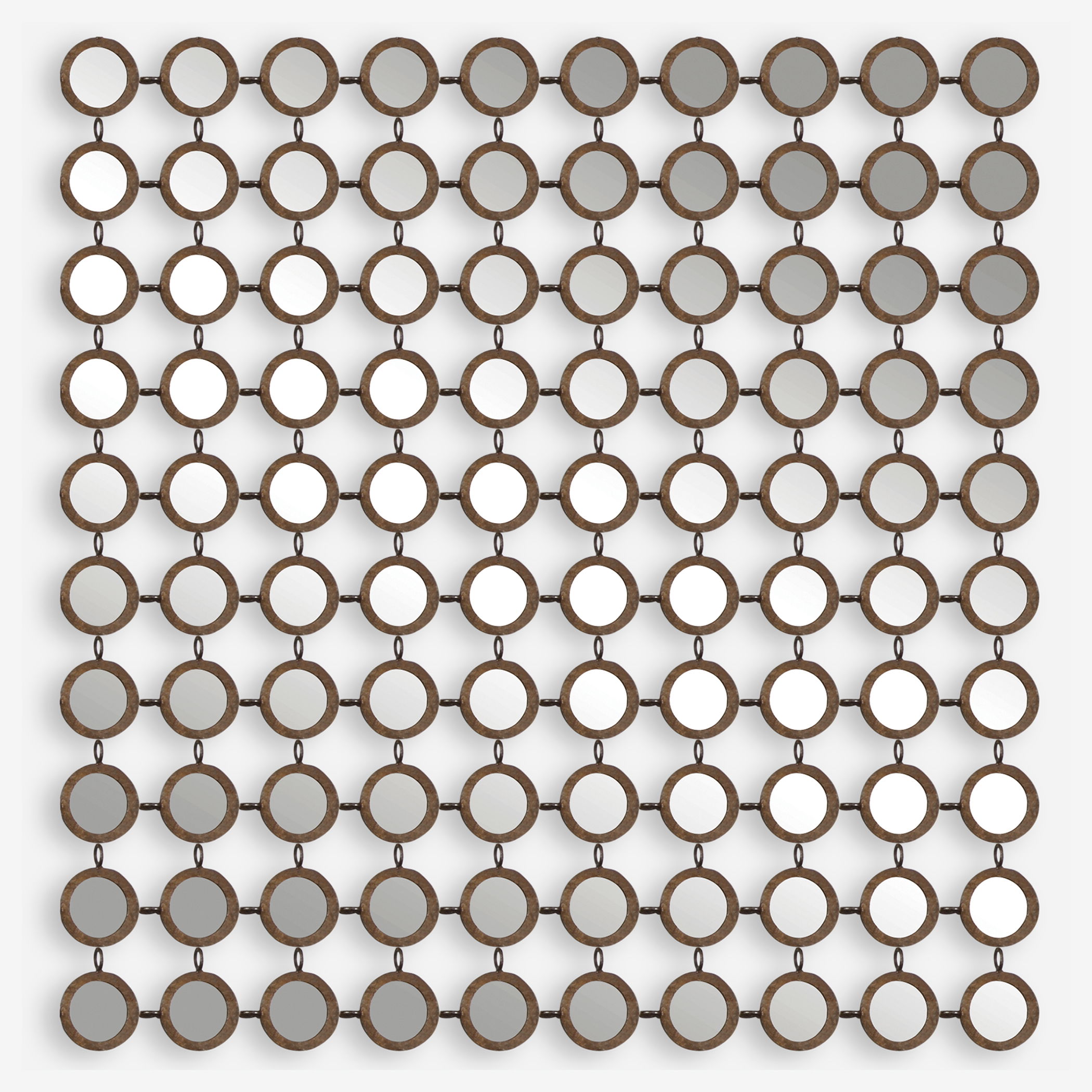 Dinuba Antique Silver Champagne Mirror, Sculptural Wall Art by Uttermost, 39.5" width x 39.5" height x 1.62" depth View 1