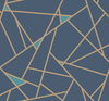 Prismatic Navy & Gold Metallic Wallpaper, by York Wall, 27' length x 2'3" width x 0.02" depth thumbnail 1