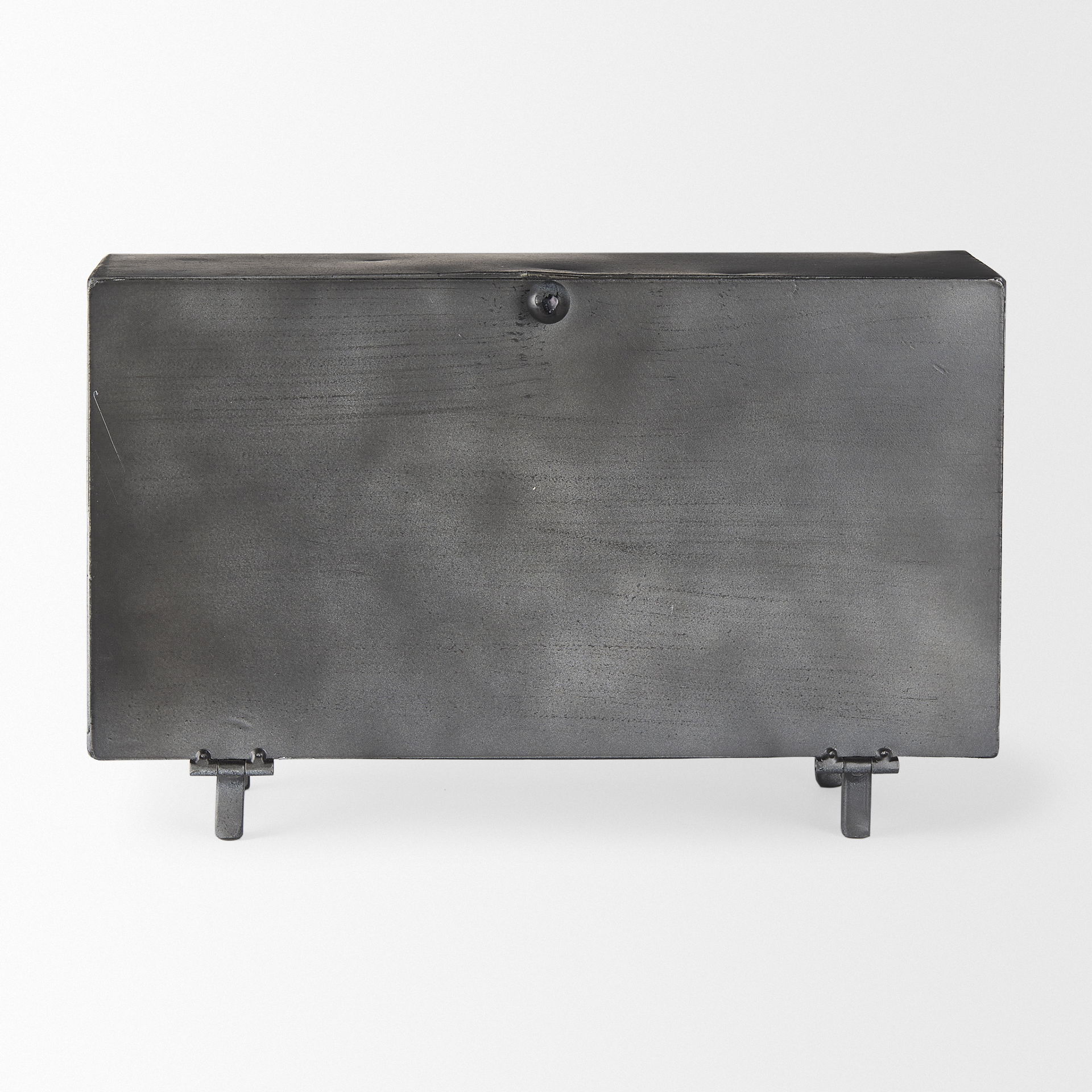 Harvey  Black Metal and Wood Rectangular Table Clock, by Mercana, 12.99" length x 4.53" width x 8.07" height View 8