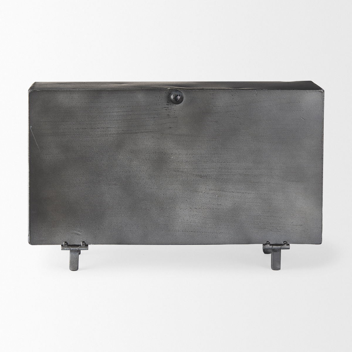 Harvey  Black Metal and Wood Rectangular Table Clock, by Mercana, 12.99" length x 4.53" width x 8.07" height View 8
