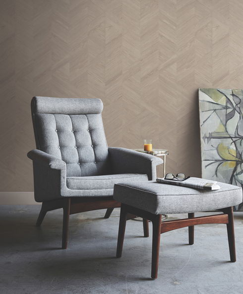 Interlocking Wood Taupe Wallpaper