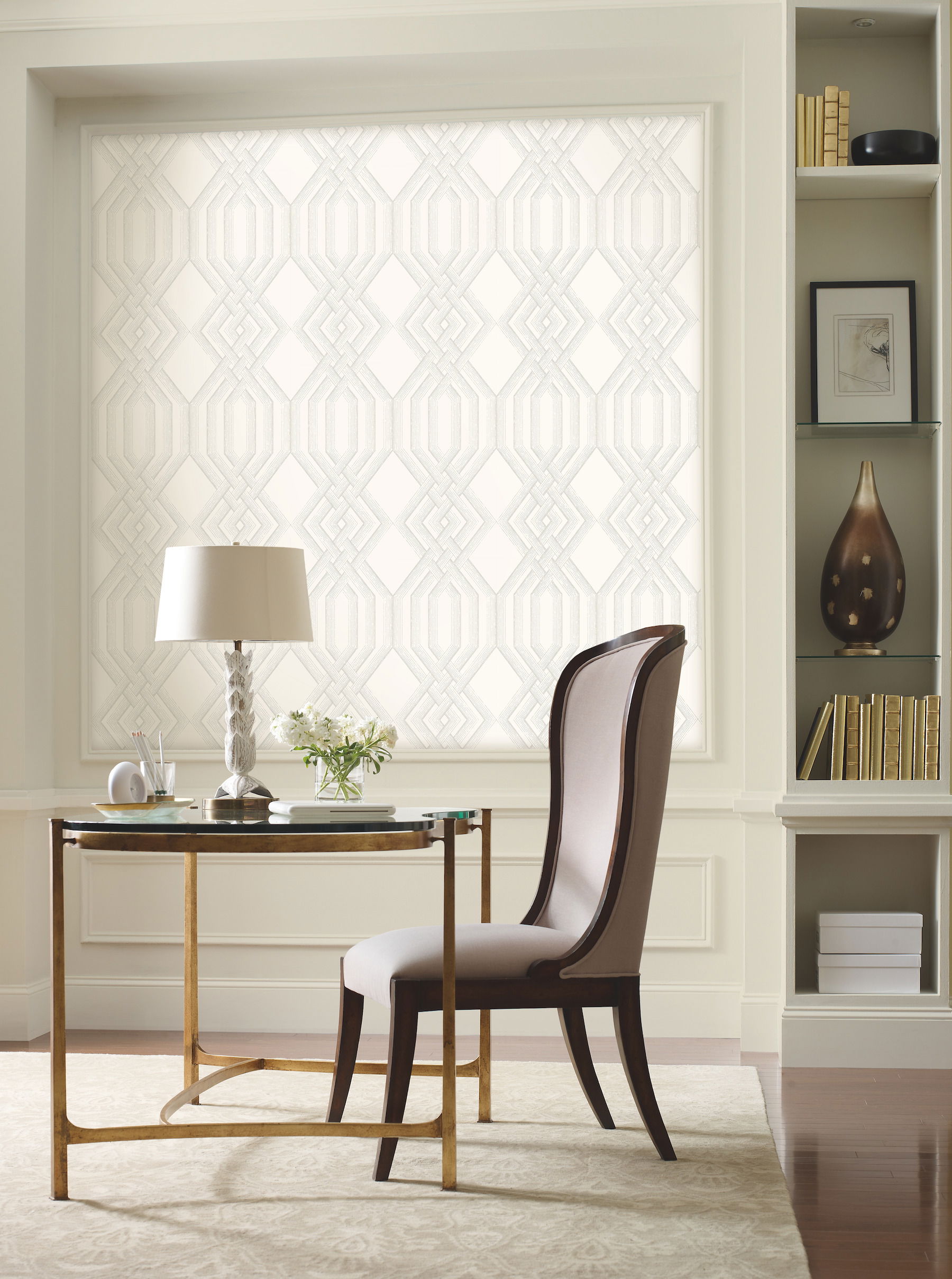 Ettched Lattice Taupe Wallpaper large image 