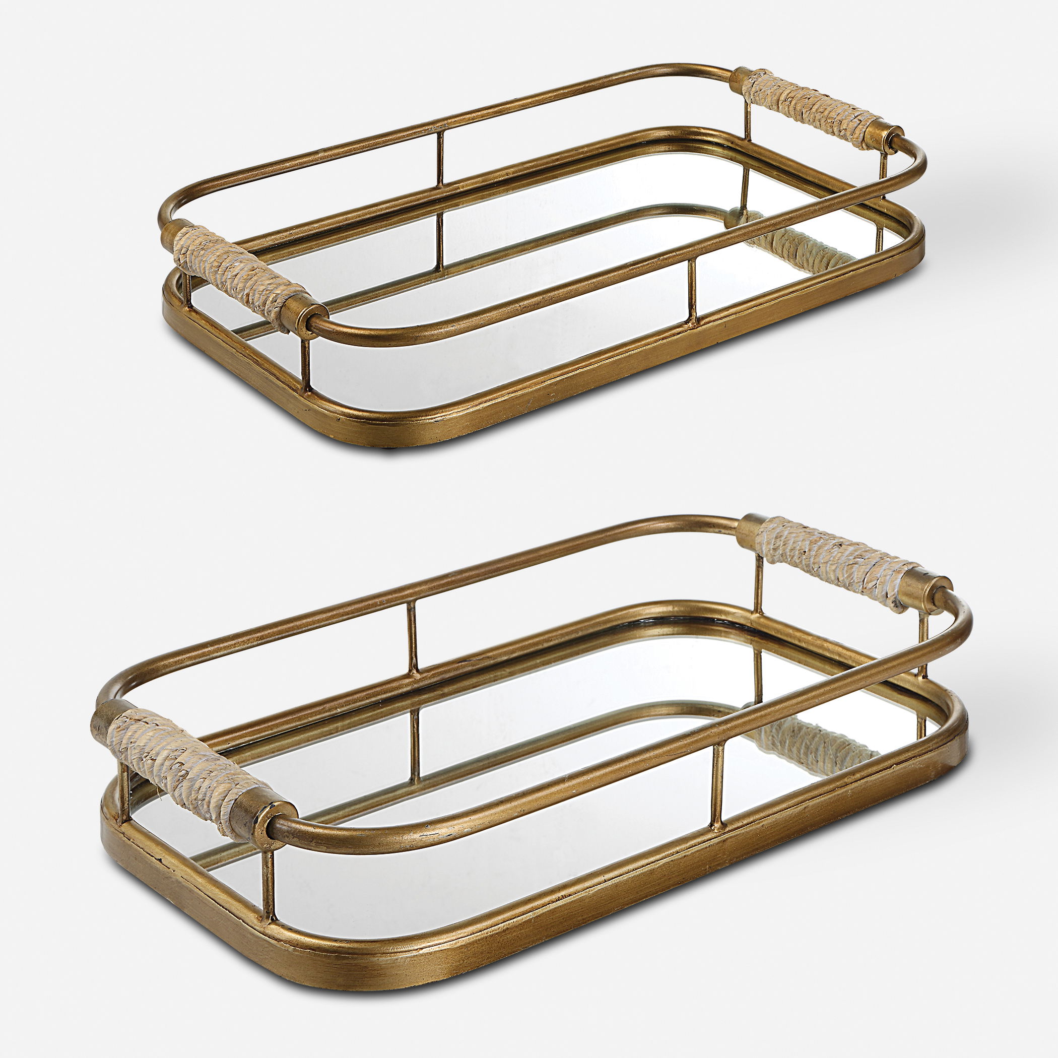 Rosea Brushed Gold Trays, S/2 large image 