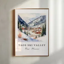 Online Designer Combined Living/Dining Taos Ski Valley traditional travel art - New Mexico, Taos NM poster print, Wedding gift, Birthday present, Custom Text, Perfect Gift