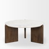 Rumer Dark Brown Wood with White Marble Coffee Table, by Mercana, 36" length x 36" width x 16" height thumbnail 6